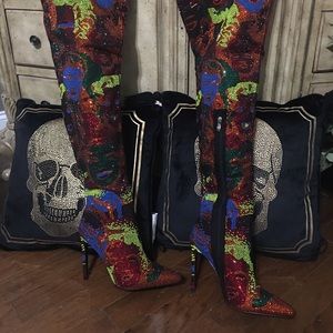 Shine Bright like Diamonds thigh high boots!  New.  Full Rhinestone boots.